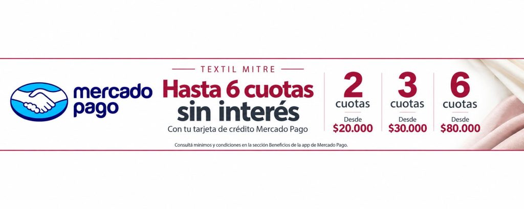Hasta 6 cuotas sin interés con Mercado Pago - Textil Mitre